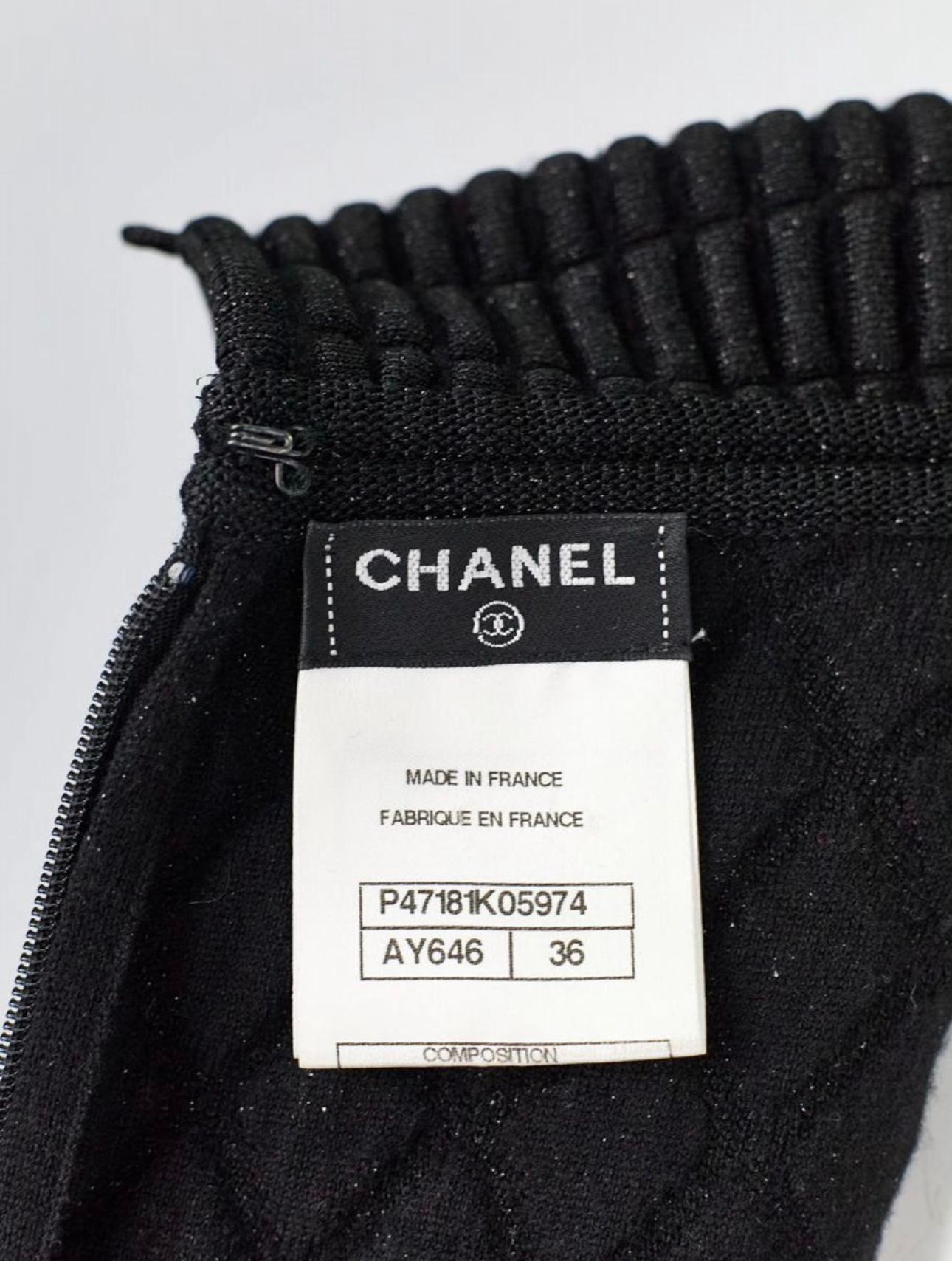 Chanel Black Quilted Shimmering Dress For Sale 2