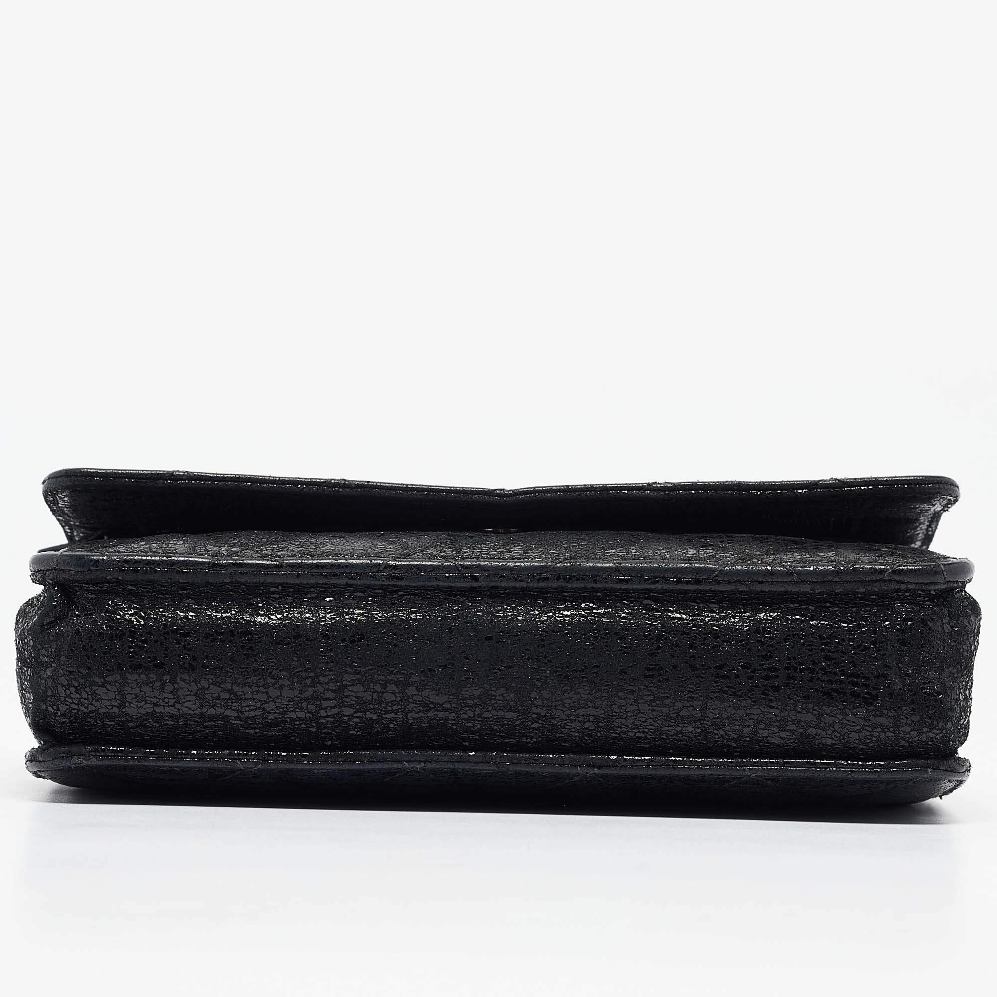 Chanel Black Quilted Shimmering Leather WOC Clutch Bag For Sale 4