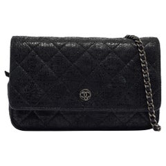 Chanel Black Quilted Shimmering Leather WOC Clutch Bag
