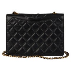 CHANEL Black Quilted & Smooth Lambskin Vintage Small Timeless Single Flap Bag