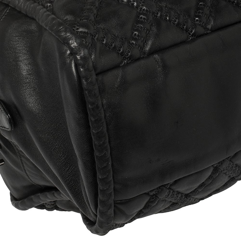 Chanel Black Quilted Soft Leather Hidden Chain Bowler Bag 4
