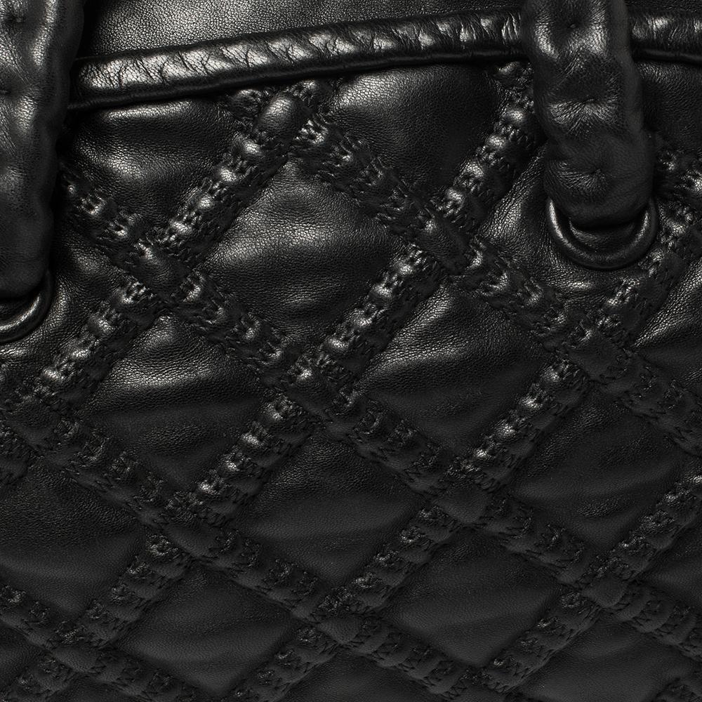 Chanel Black Quilted Soft Leather Hidden Chain Bowler Bag In Good Condition In Dubai, Al Qouz 2