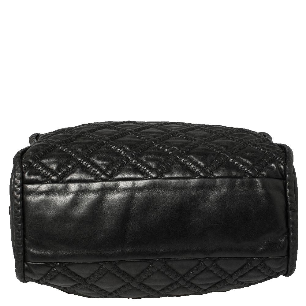 Chanel Black Quilted Soft Leather Hidden Chain Bowler Bag 2