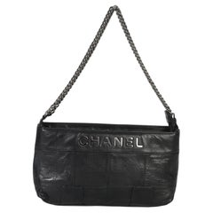 Chanel Black Quilted Square Lambskin LAX Pochette