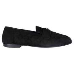 CHANEL black quilted suede 2019 19P Loafers Shoes 38.5