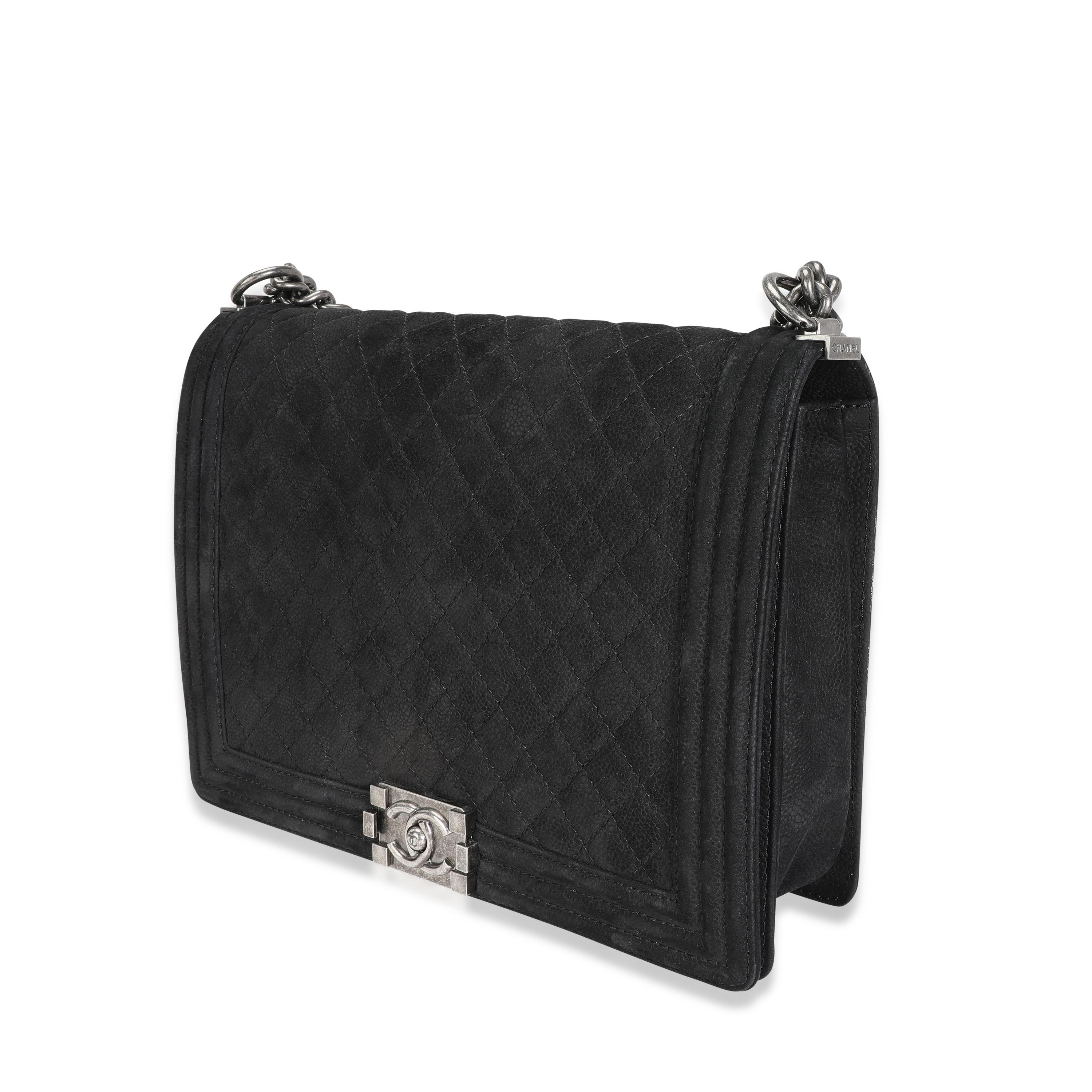 Women's Chanel Black Quilted Suede Large Boy Bag