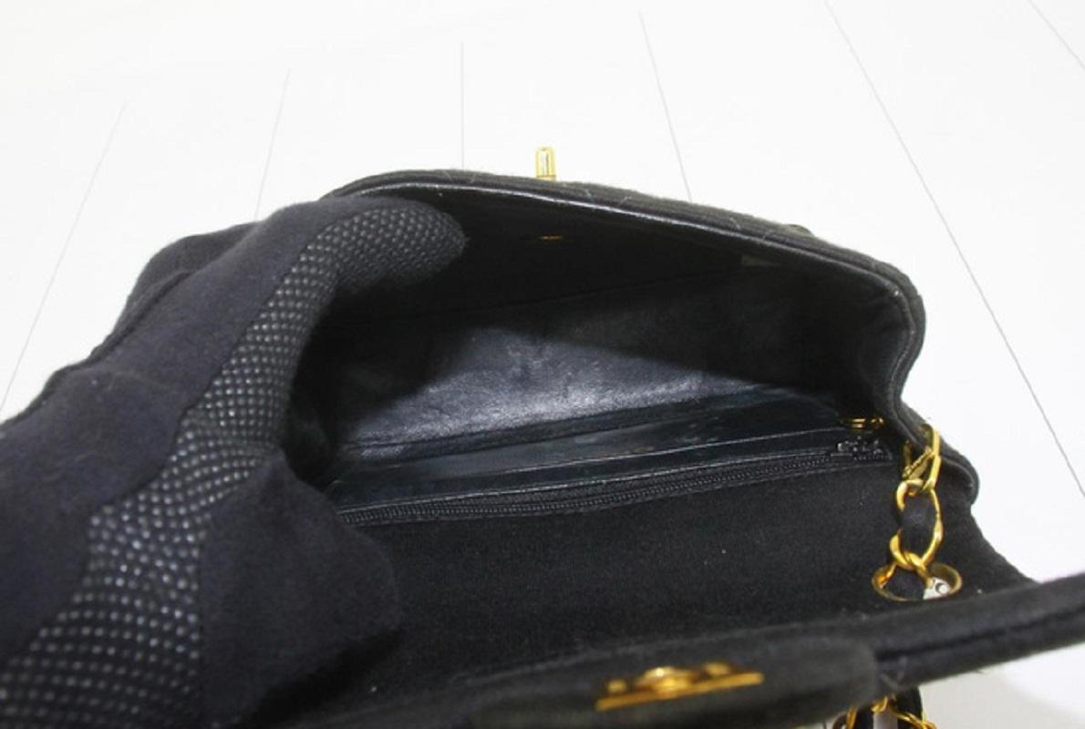 Chanel Black Quilted Suede Mini Shoulder Bag For Sale 1