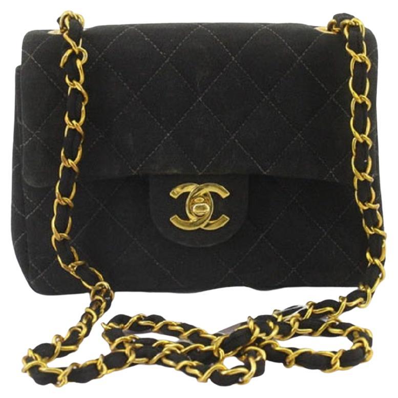Chanel Black Quilted Suede Mini Shoulder Bag For Sale