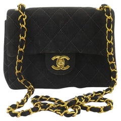 Chanel Black Quilted Suede Mini Shoulder Bag