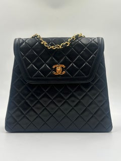 Chanel Black Quilted Trapeze Flap Shoulder Bag 1990