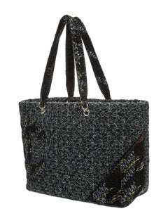 Chanel Black Quilted Tweed Ligne Cambon Tote
