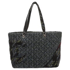 Chanel Black Quilted Tweed Ligne Cambon Tote
