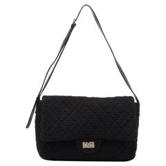 Chanel Black Quilted Tweed Reissue 2.55 XL Flap Bag