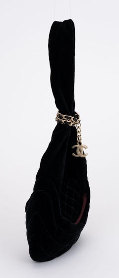 Chanel Black Quilted Velvet Evening Bag