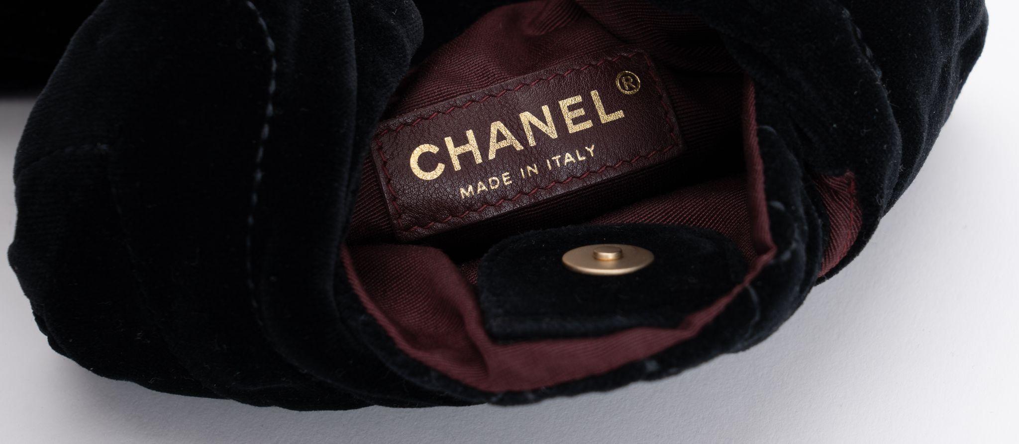 Chanel Black Quilted Velvet Evening Bag For Sale 1