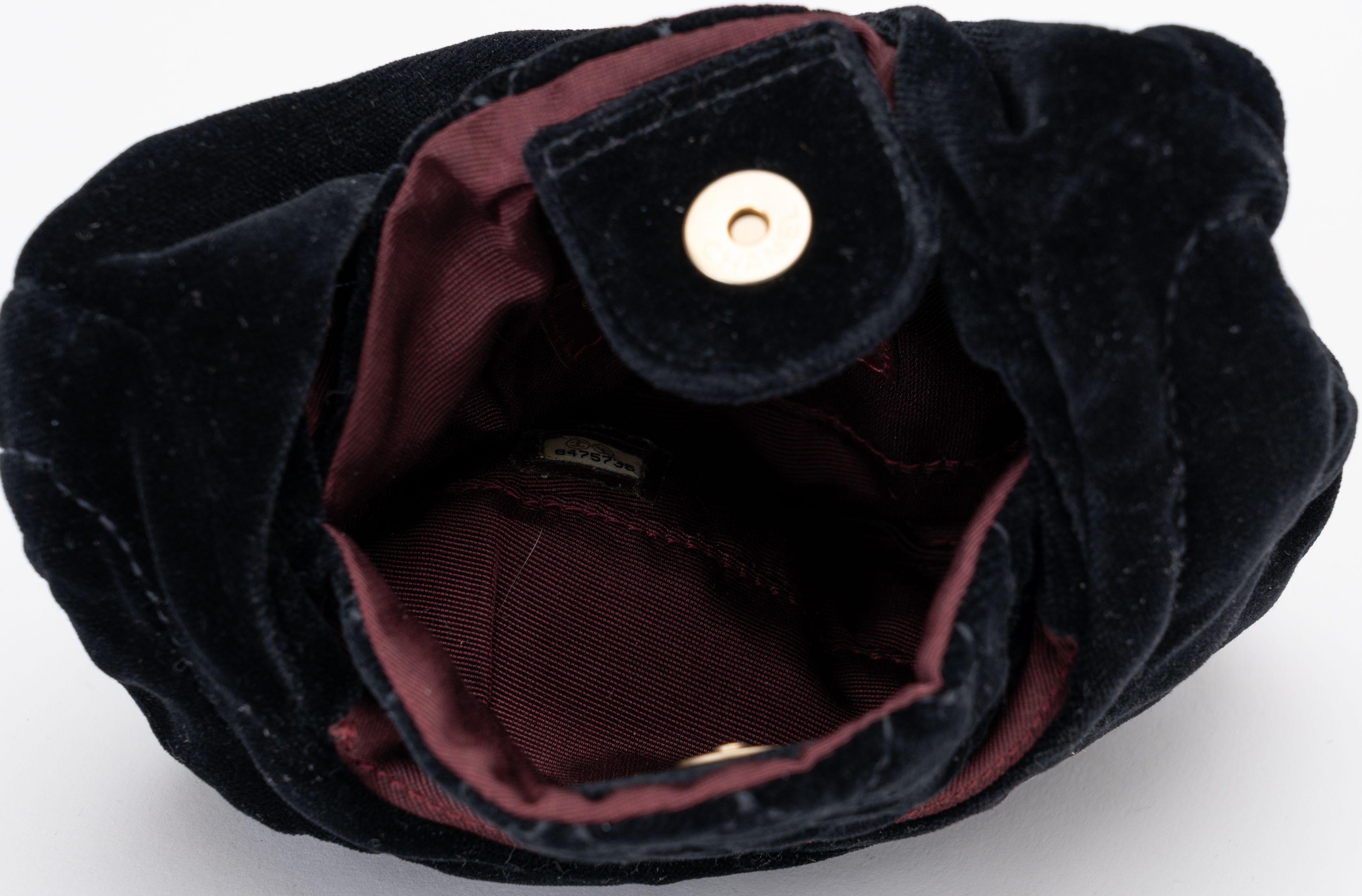 Chanel Black Quilted Velvet Evening Bag For Sale 2