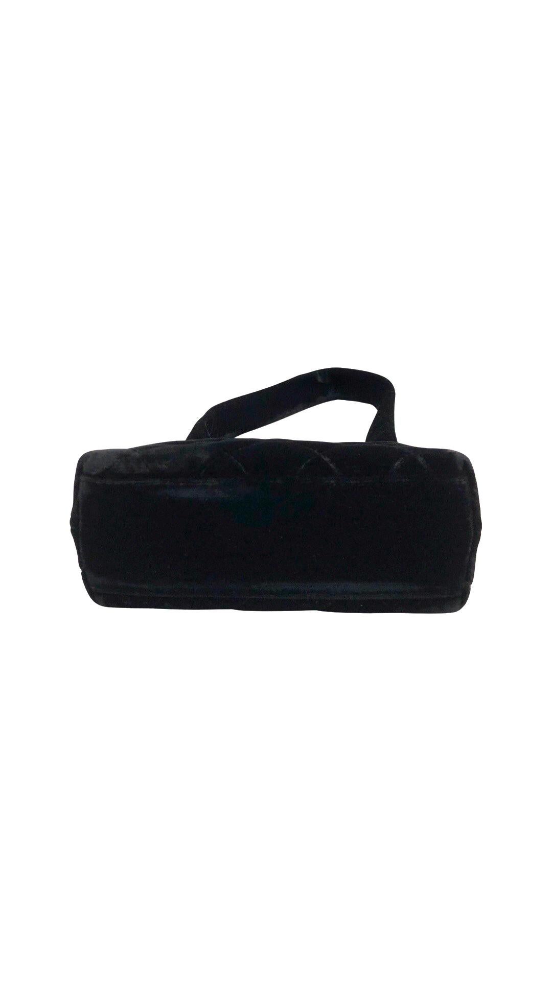 Women's or Men's Chanel Black Quilted Velvet Handbag For Sale