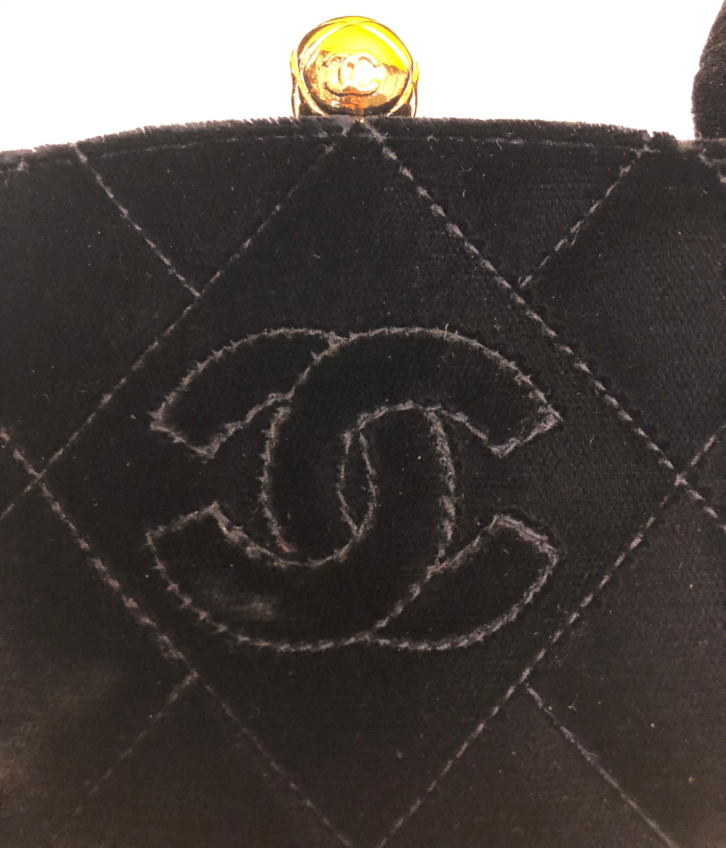 Chanel Black Quilted Velvet Handbag 1