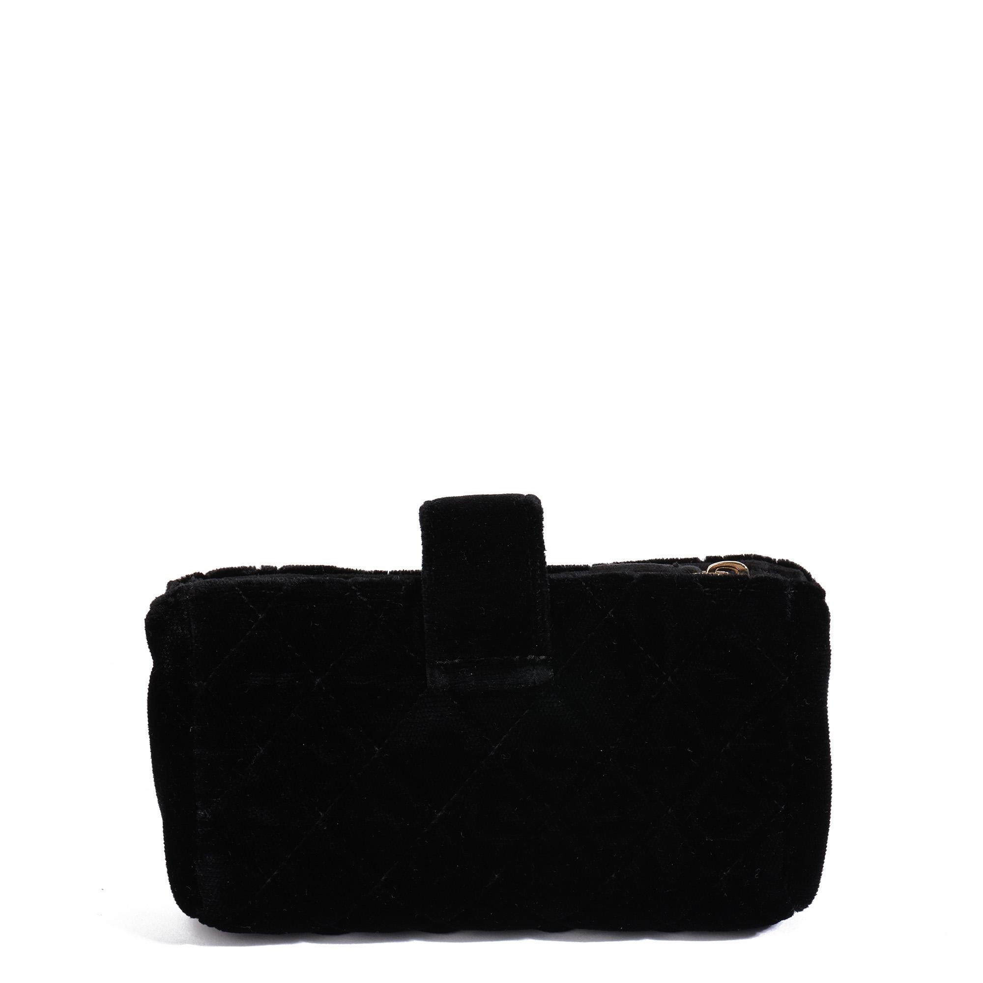 Black Chanel BLACK QUILTED VELVET LEATHER MINI POUCH