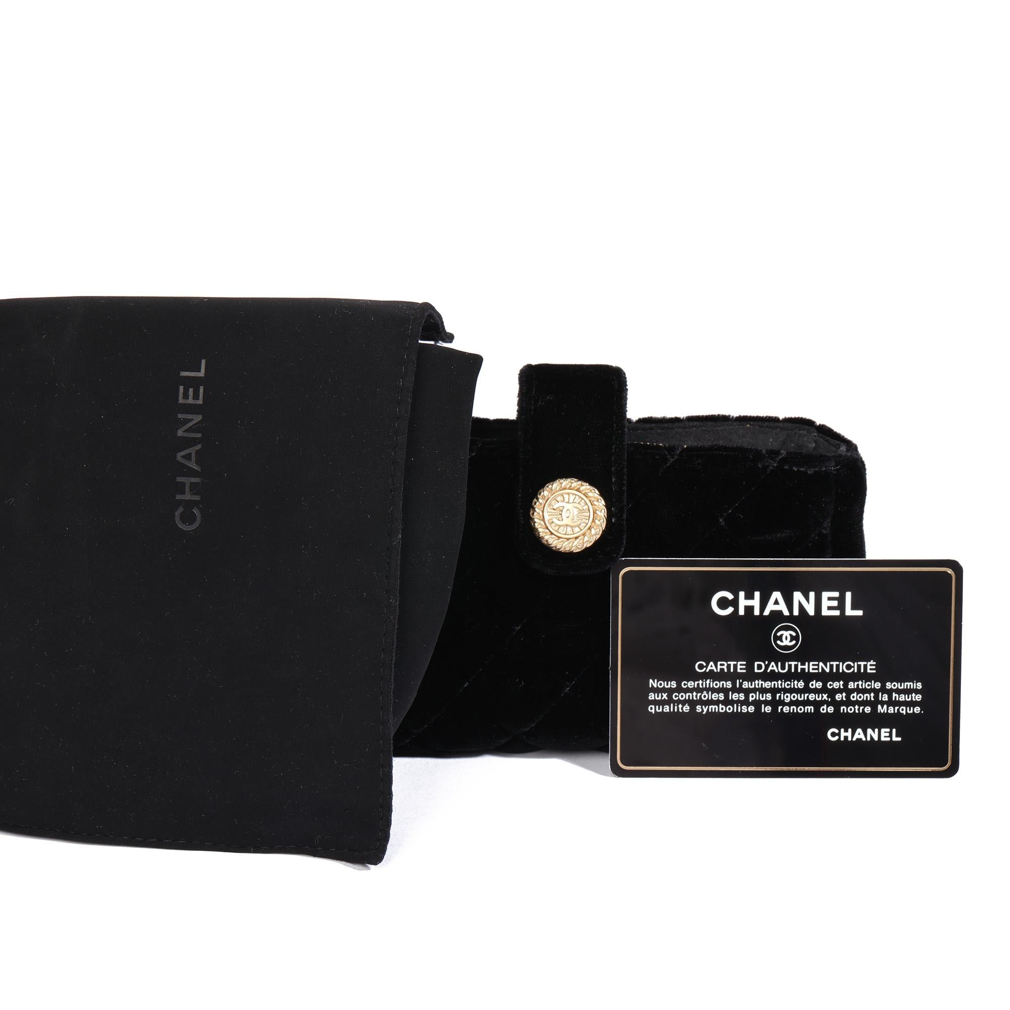 Chanel BLACK QUILTED VELVET LEATHER MINI POUCH 2
