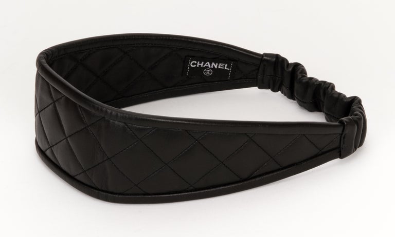 Chanel Ribbon Leather Quilted Headband Chanel Quilted Leather Headband - Black Hair Accessories  main image 2