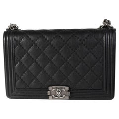 Chanel Black Quilted Whipstitch Calfskin New Medium Boy Bag