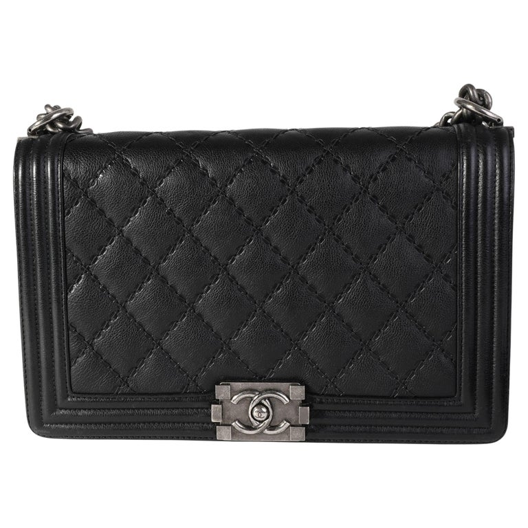 Chanel Black Quilted Whipstitch Calfskin New Medium Boy Bag For Sale at  1stDibs