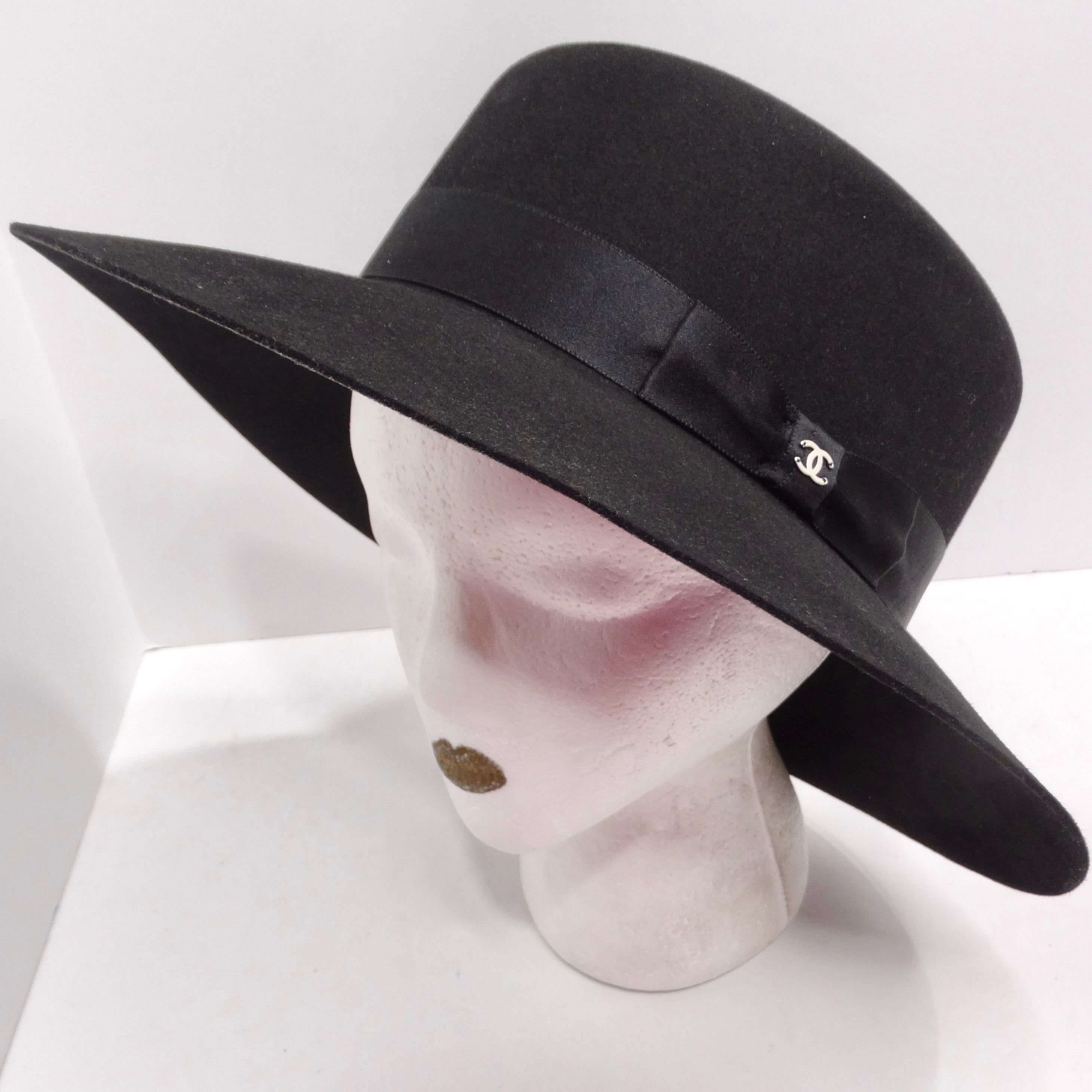 Chanel Black Rabbit Fur CC Hat For Sale 2