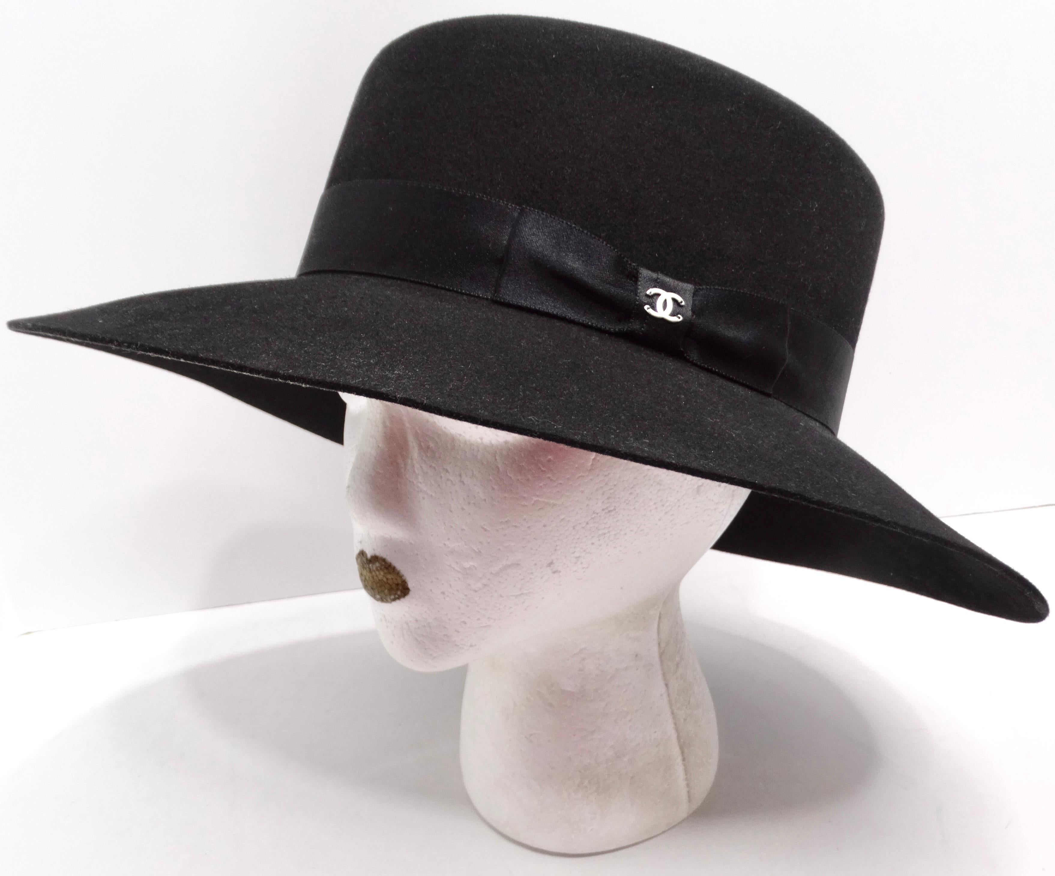Chanel Black Rabbit Fur CC Hat For Sale 3