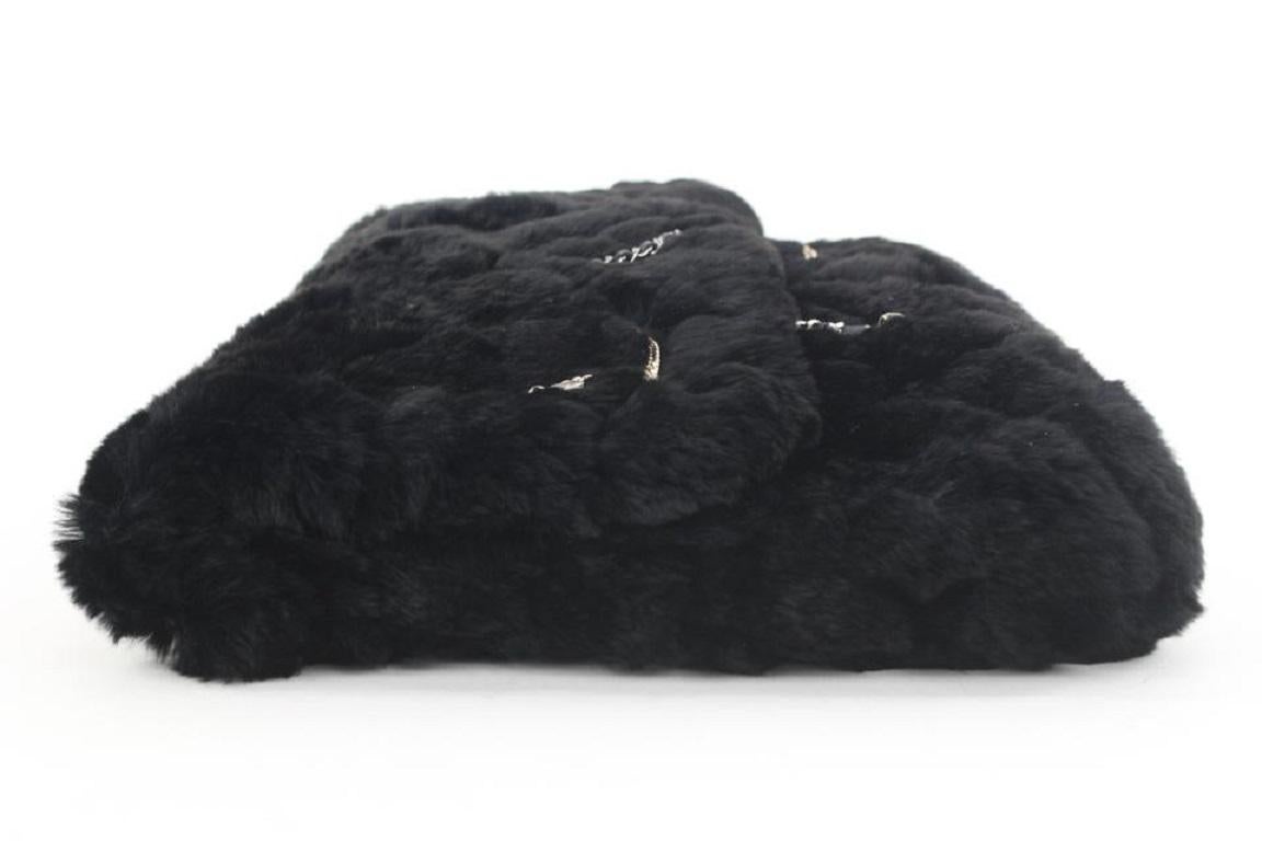 Chanel Black Rabbit Fur Chain Drip Clutch 858748 For Sale 5