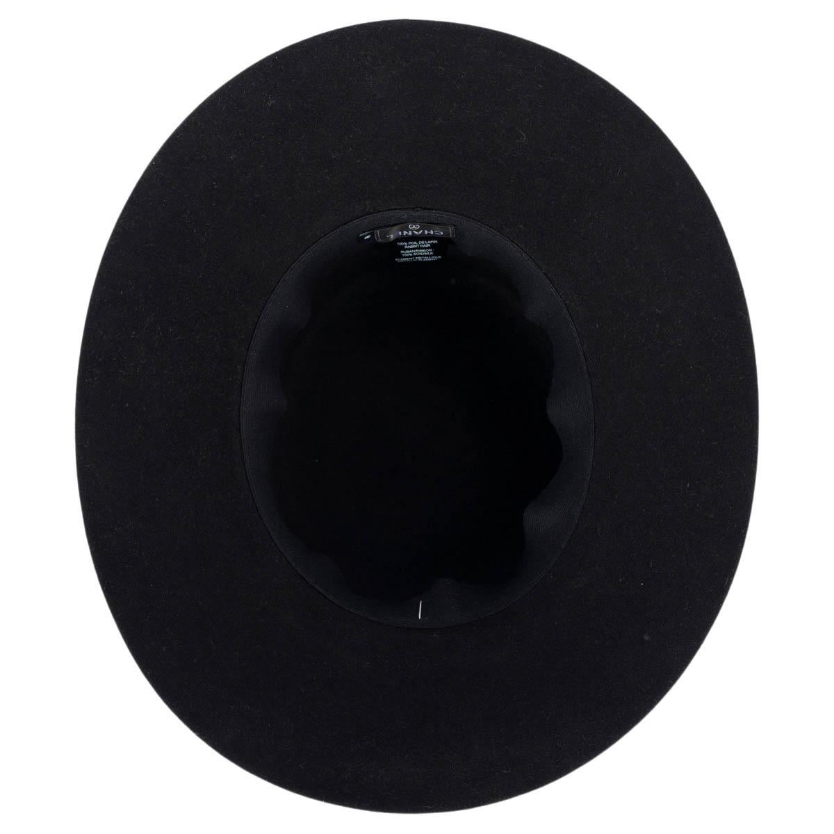 CHANEL black rabbit fur FELT Hat M 2