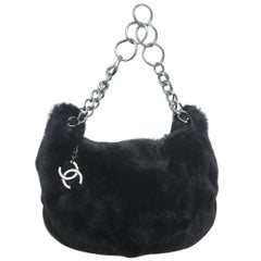 small hobo bag Chanel Black Rabbit Small Hobo with Silver Hardware