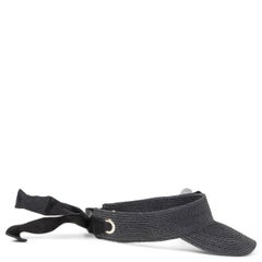 CHANEL black raffia 2018 CAMELLIA Visor Hat M