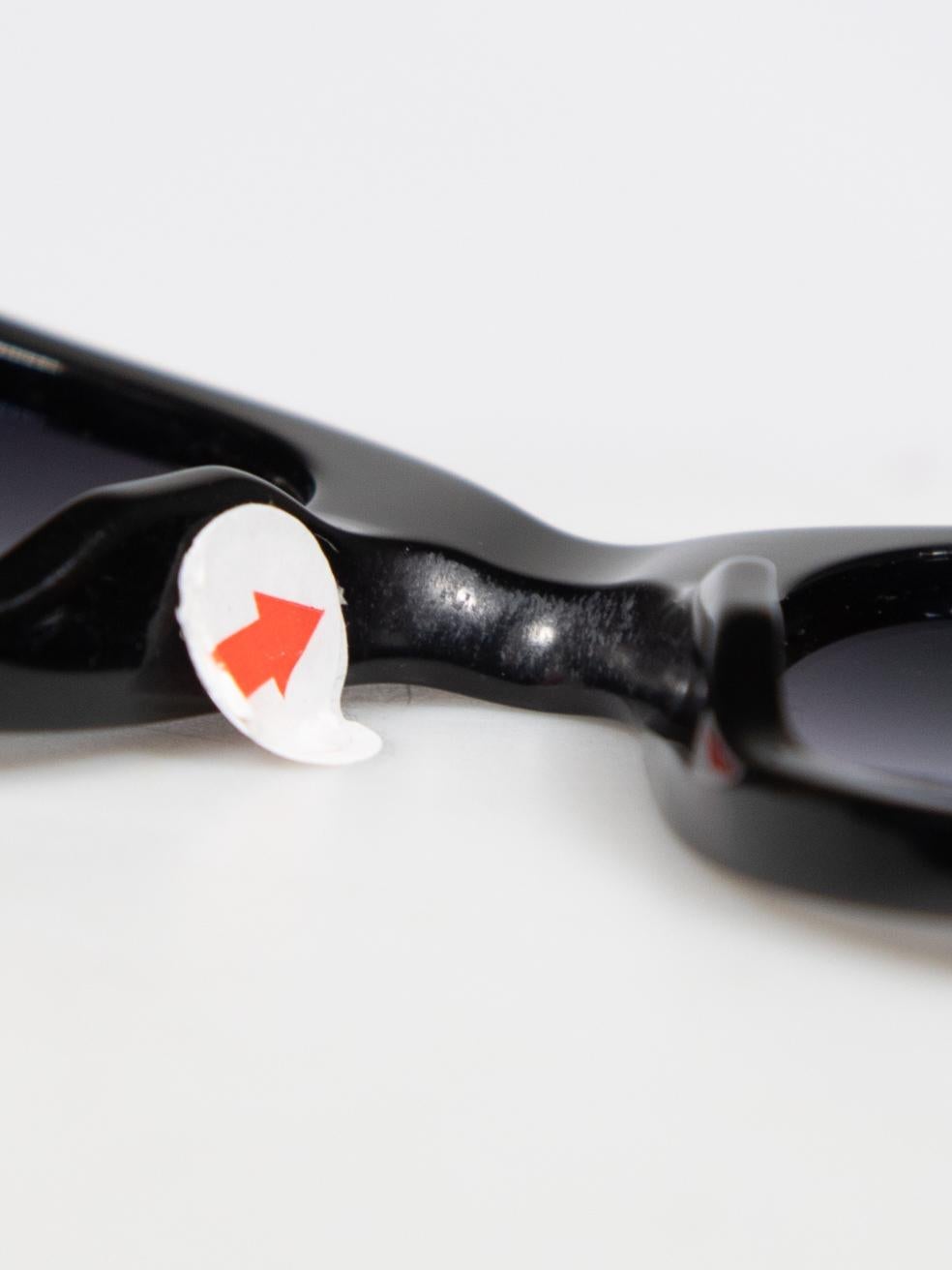 Chanel Black Rectangle Leather Arms Sunglasses 3