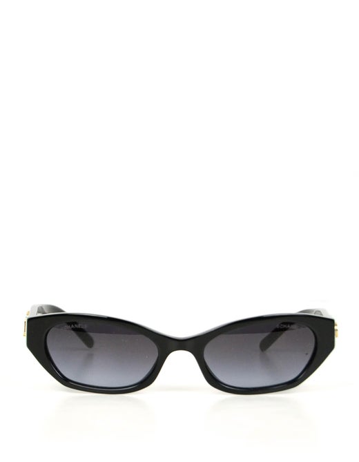 Chanel Black Rectangle Name Logo Sunglasses A71280 at 1stDibs