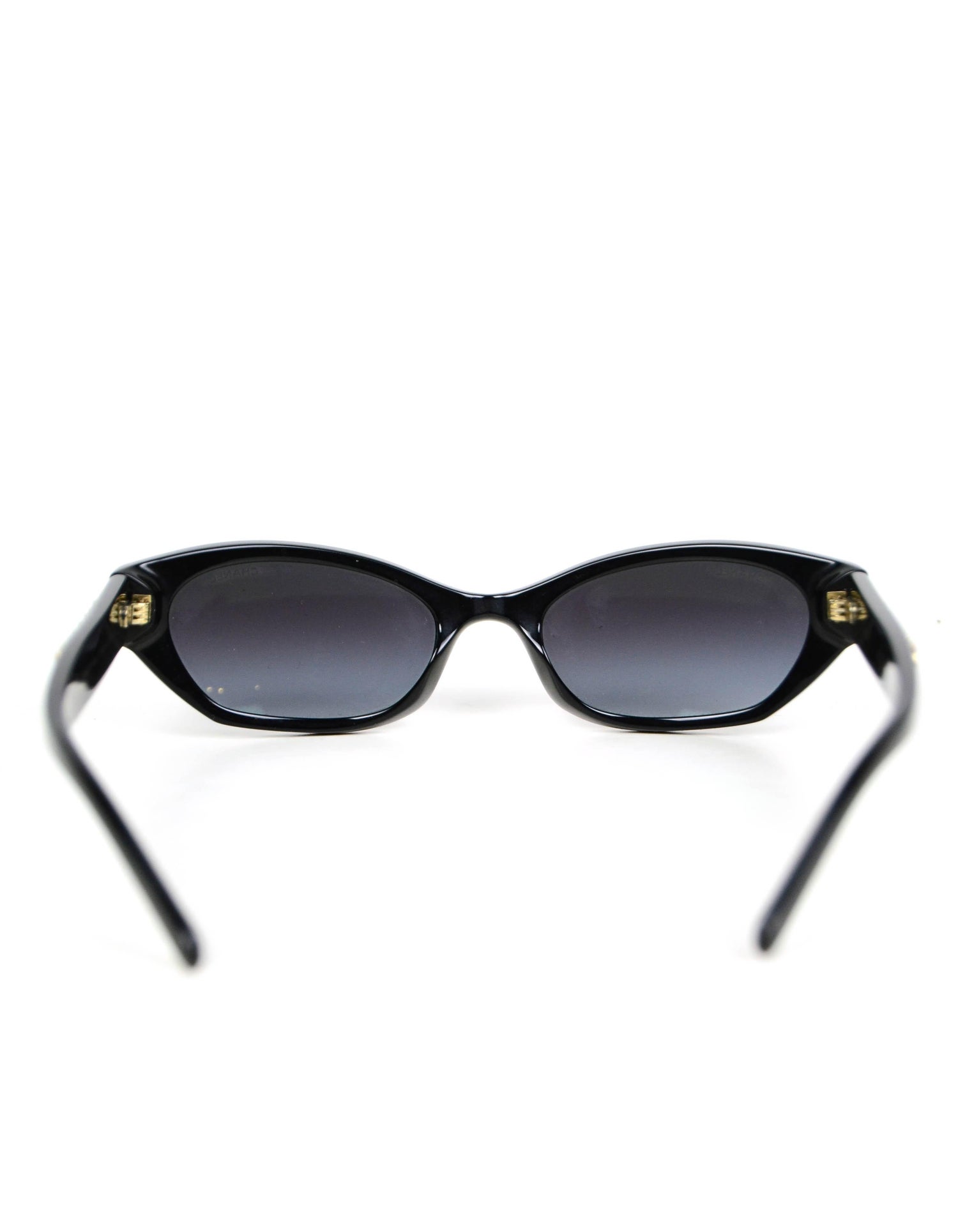 Chanel Black Rectangle Name Logo Sunglasses A71280 at 1stDibs