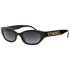 Chanel Black Rectangle Name Logo Sunglasses A71280