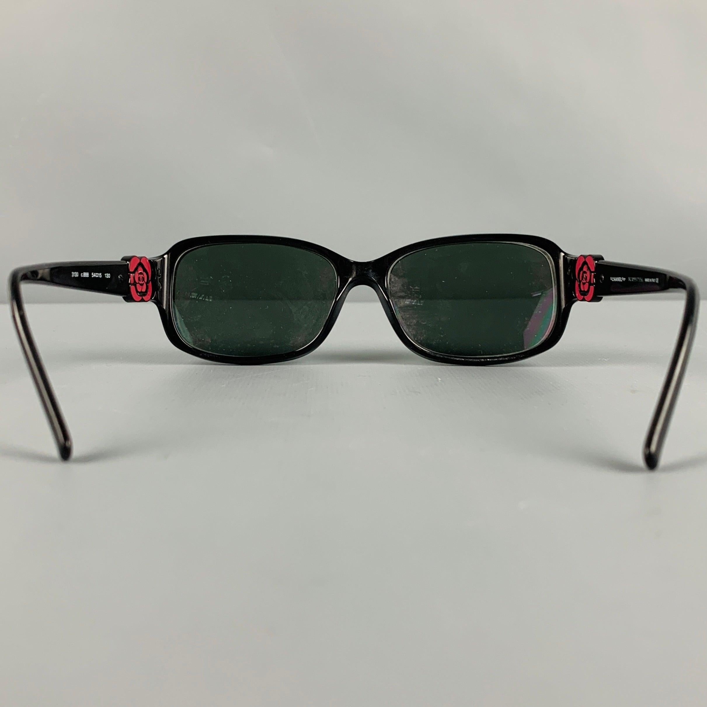 CHANEL Black Red Camellia Sunglasses Frames In Good Condition For Sale In San Francisco, CA