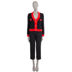 CHANEL black & red cashmere blend 2019 19K CROPPED KNIT Jacket 36 XS