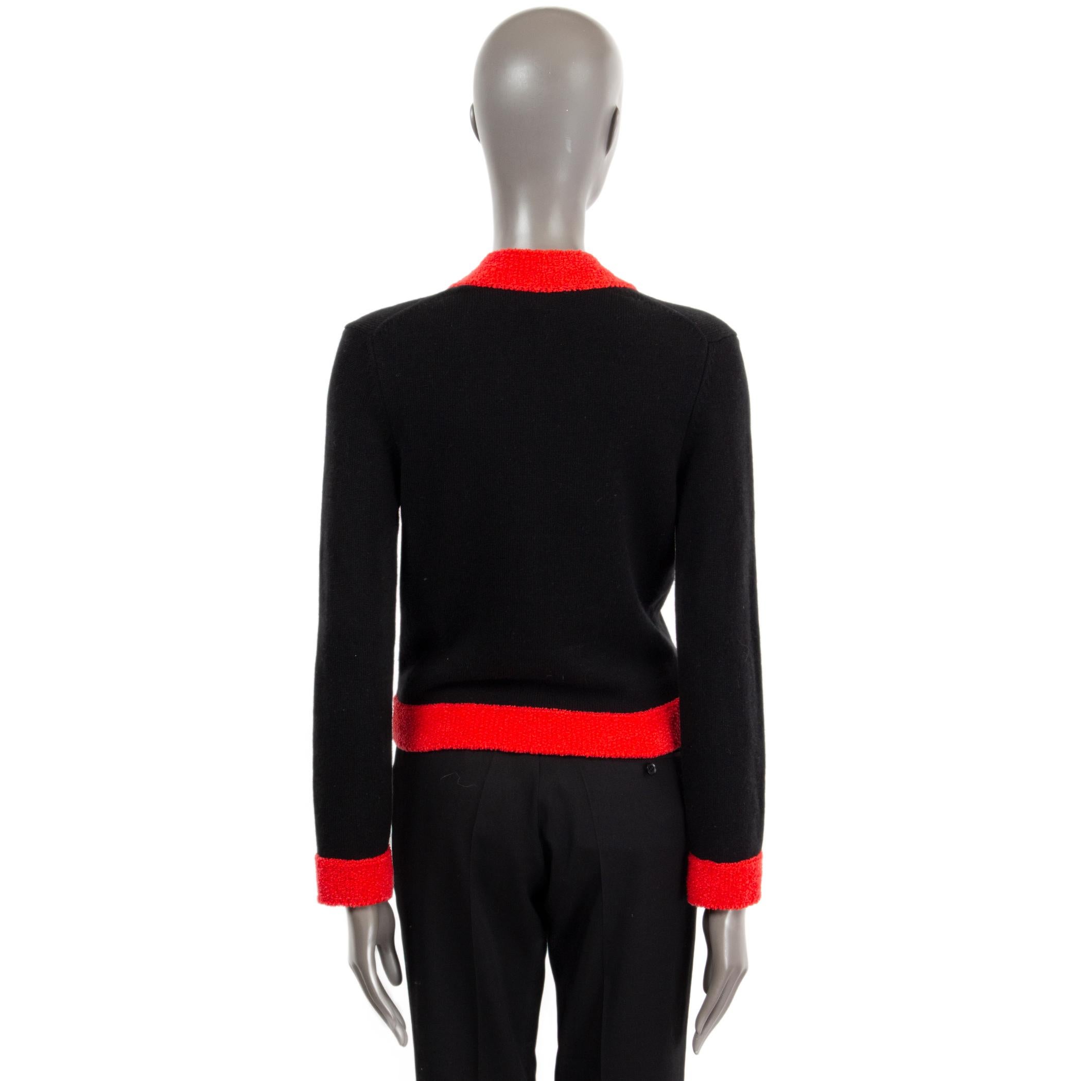 CHANEL black & red cashmere blend 2019 19K CROPPED KNIT Jacket 36 XS For Sale 1