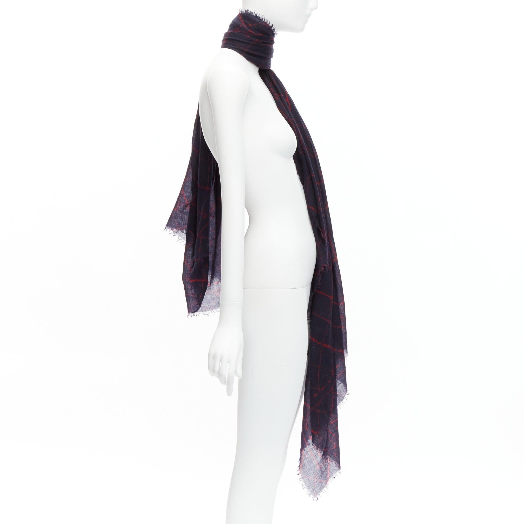Gray CHANEL black red CC logo diamond quilt print soft warm raw edge scarf For Sale