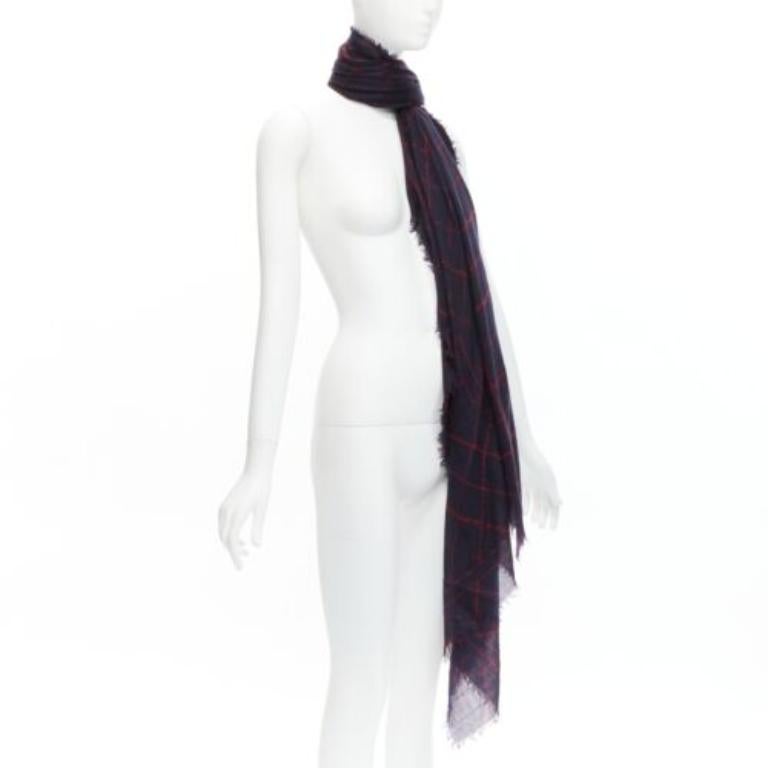 Gray CHANEL black red CC logo diamond quilt print soft warm raw edge scarf For Sale