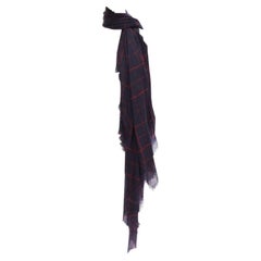 CHANEL black red CC logo diamond quilt print soft warm raw edge scarf