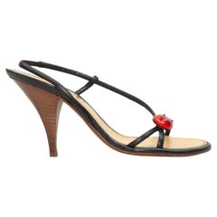 Chanel Schwarze & rote Ladybug-Sandalen mit Absatz