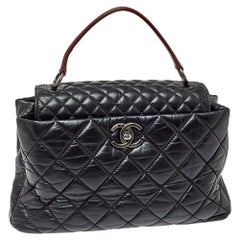 Chanel Black/Red Quilted Aged Leather Large Portobello Top Handle Bag