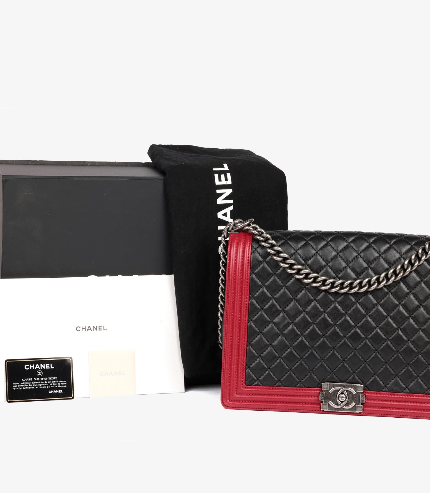 Chanel Black & Red Quilted Lambskin Large Le Boy For Sale 6