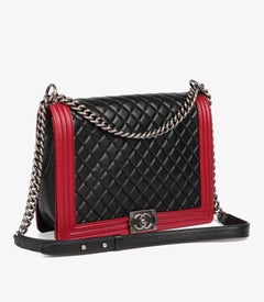 Chanel Black & Red Quilted Lambskin Large Le Boy