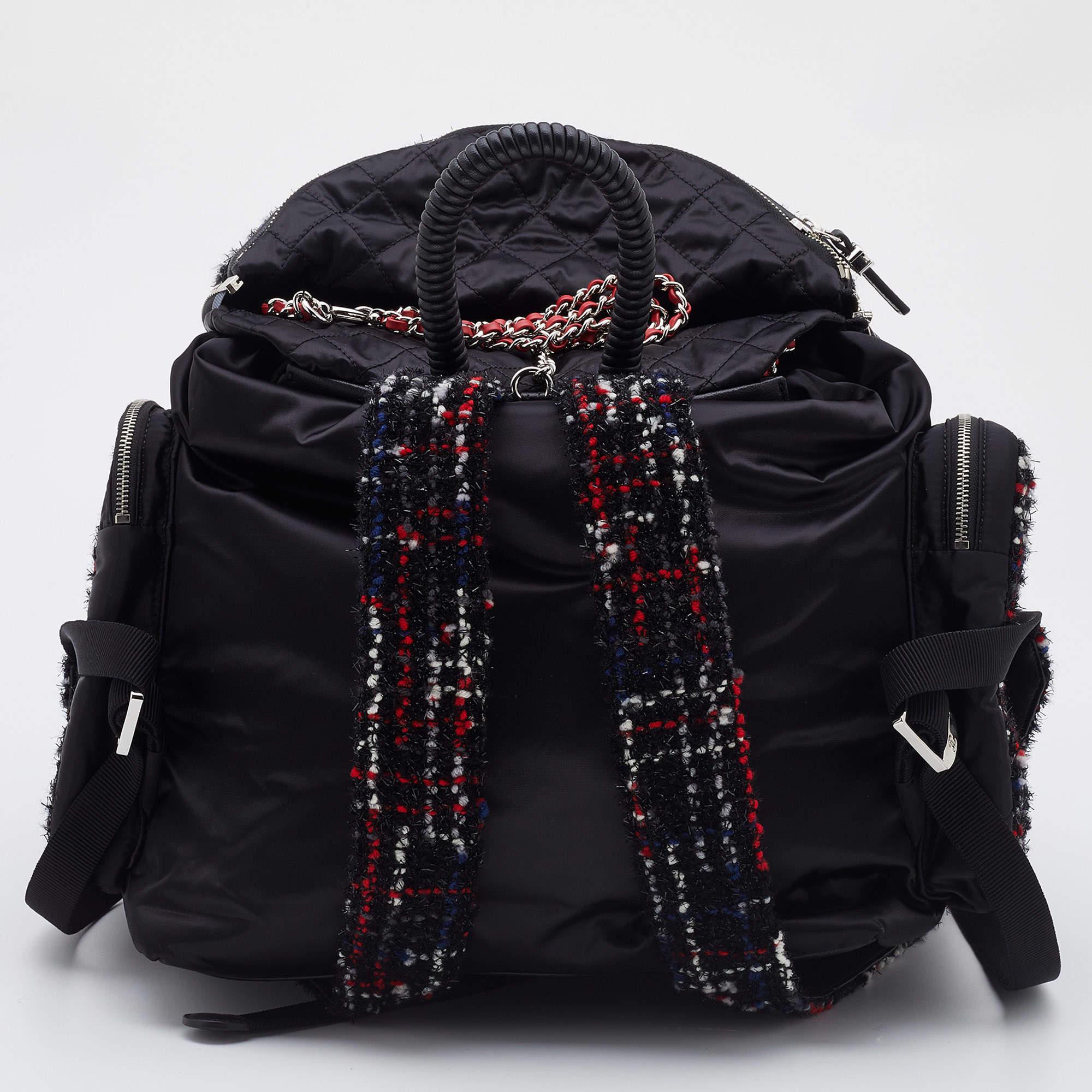 Women's Chanel Black/Red Satin , Tweed and Leather Astronaut Essential s Backpack