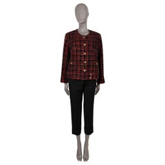 CHANEL black red yellow cotton 2022 22A FLORENCE TWEED Jacket 44 fits M