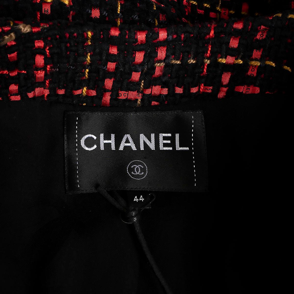 CHANEL black red yellow cotton 2022 22A FLORENCE TWEED Jacket 44 fits M For Sale 6